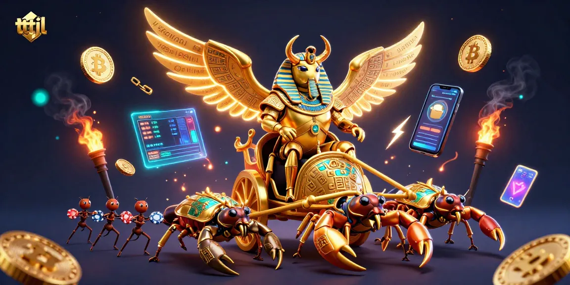 Engage in the tttjl crypto casino featuring a golden scarab beetle, jewel scorpions, and gaming coins.