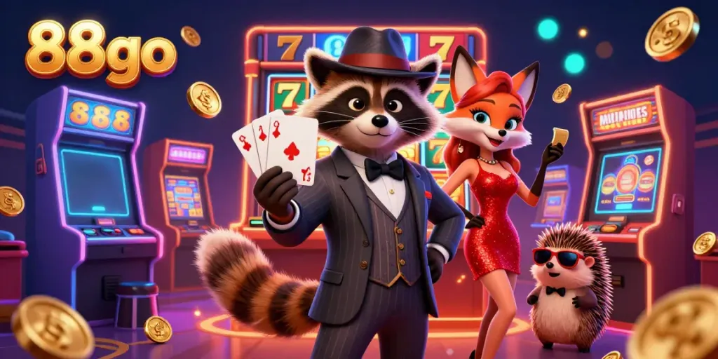 Play thrilling games at 88go with raccoon dealer, dazzling fox, and hedgehog bouncer.