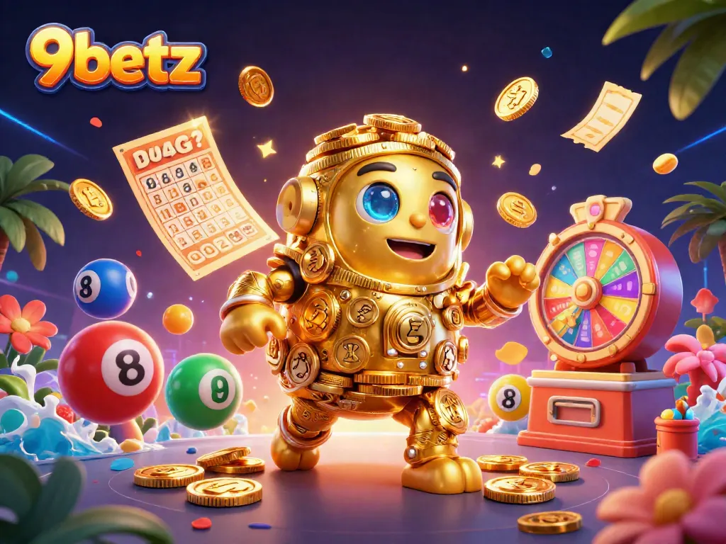 Experience thrilling 9betz gaming with dynamic golem and vibrant jackpot elements bursting forth.