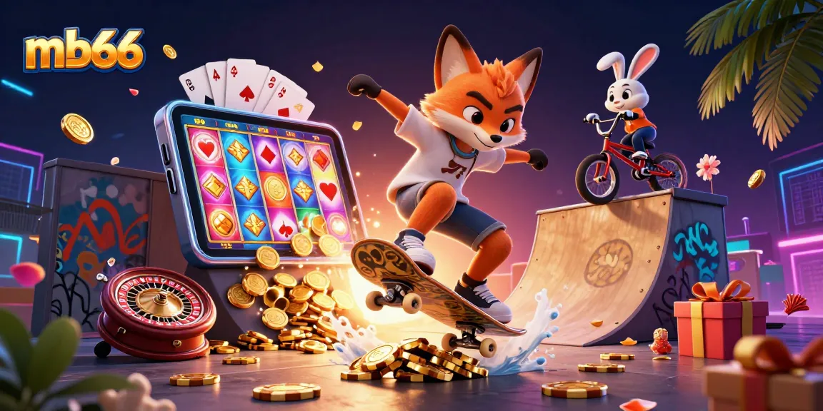 Cá cược thú vị với mb66: Cáo trượt ván và thỏ BMX trong không gian casino sôi động