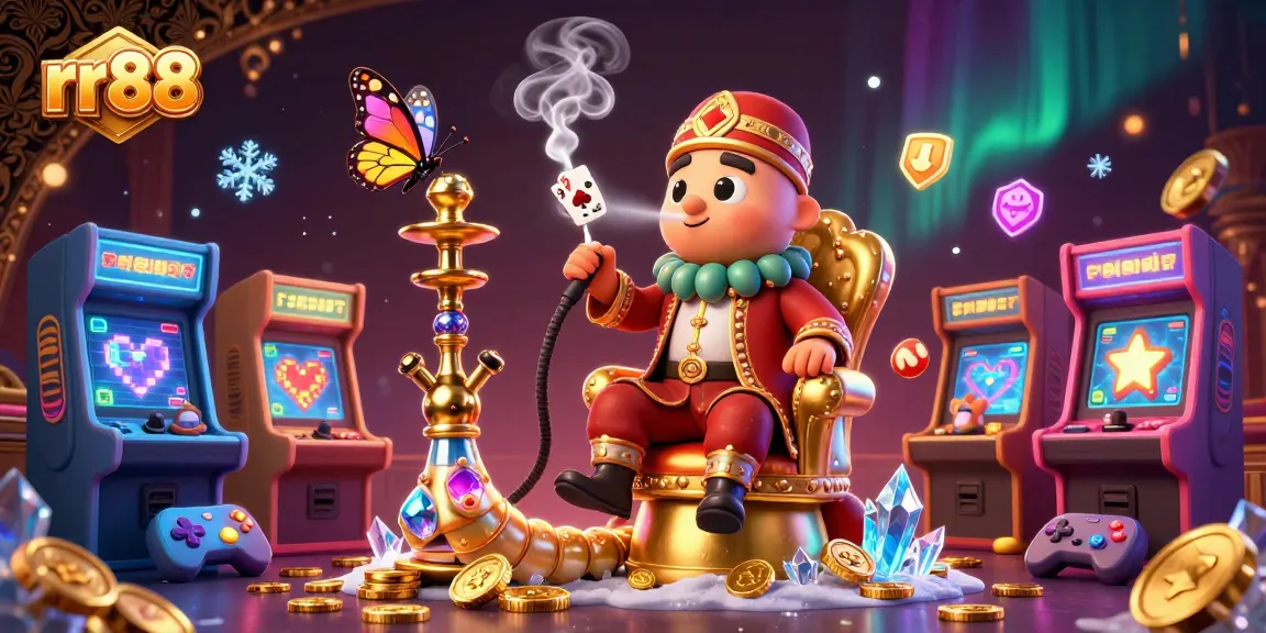 Experience thrilling gameplay at rr88 with a vibrant 3D illustration of a whimsical casino scene.
