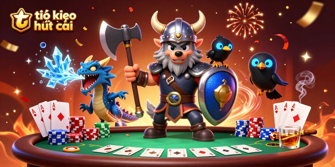 Engage with tỷ lệ kèo nhà cái at a vibrant casino scene featuring animated characters, poker elements, and a dynamic atmosphere.