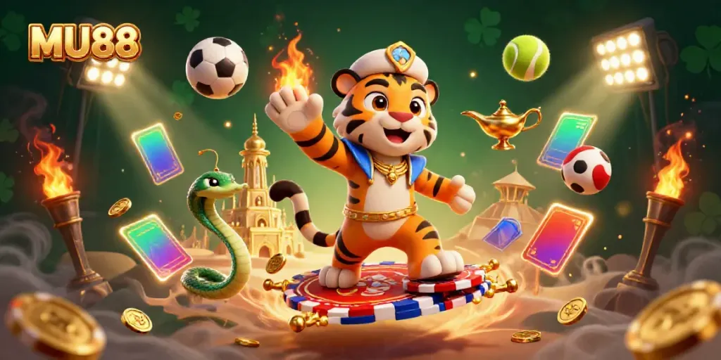 Experience thrilling gambling adventures at MU88 in an enchanting, dynamic casino scene.