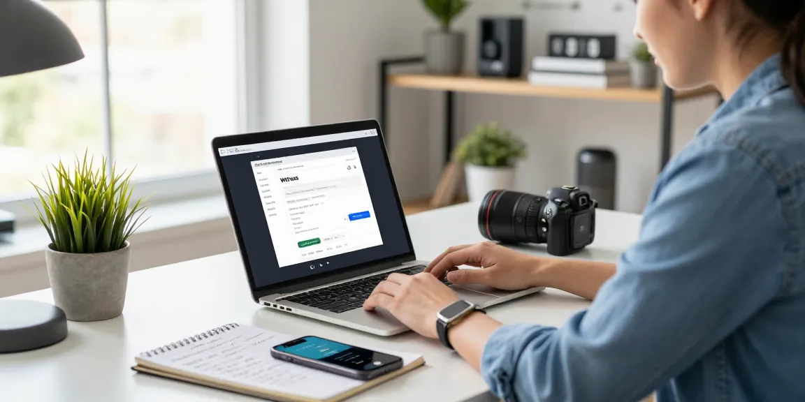 WPS Download interface on a laptop in a modern workspace with productivity tools and natural light.