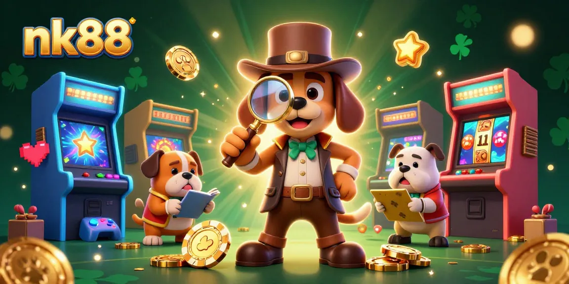 Play exciting slot games at nk88 with colorful characters, treasure clues, and dynamic casino elements.