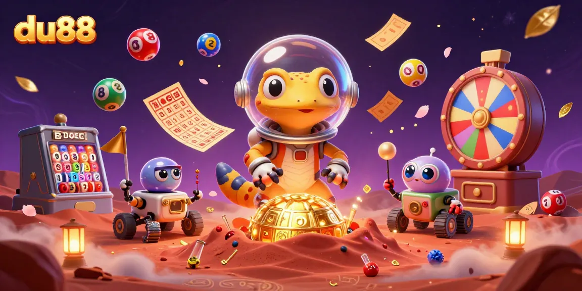 Play thrilling games at du88 with 3D Martian gecko and vibrant lottery elements!