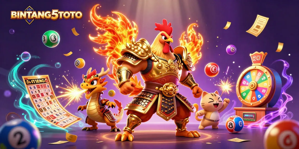 Experience the excitement of BINTANG5TOTO with engaging lottery elements and dynamic gameplay visuals.