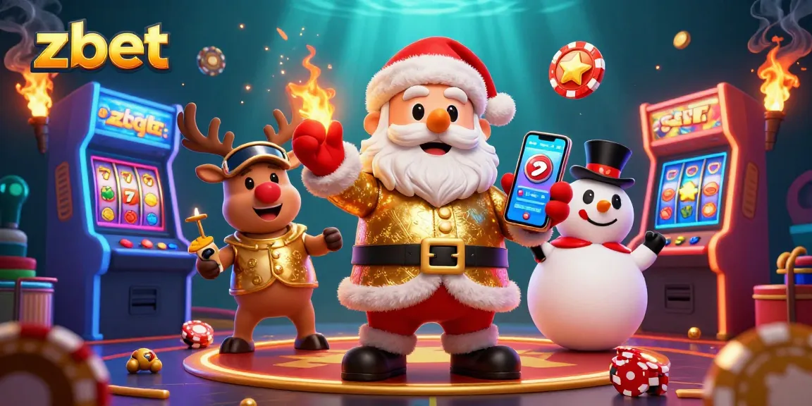 Join Santa and his friends in an exciting zbet gaming adventure with vibrant casino elements.